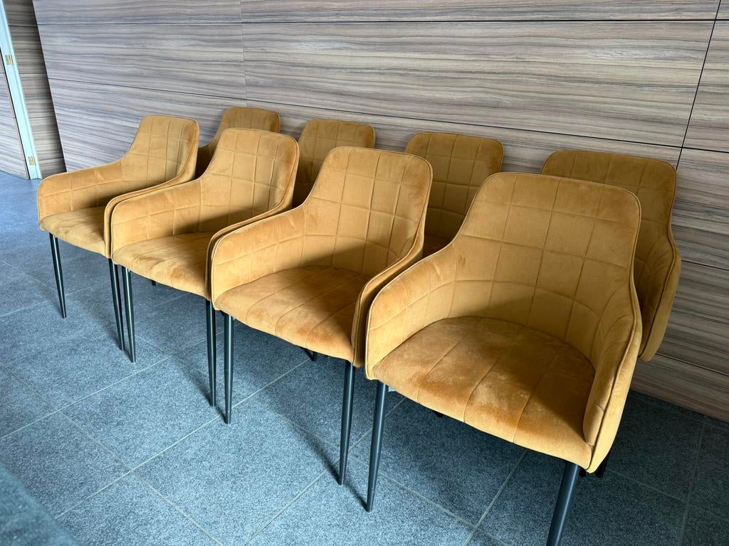 8 warmgouden cupstoelen, Huis en Inrichting, Stoelen, Ophalen, Zo goed als nieuw