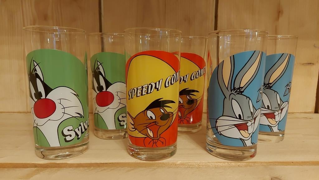 6 glazen Loony Tunes 1993 Warner Bross, Ophalen of Verzenden, Zo goed als nieuw