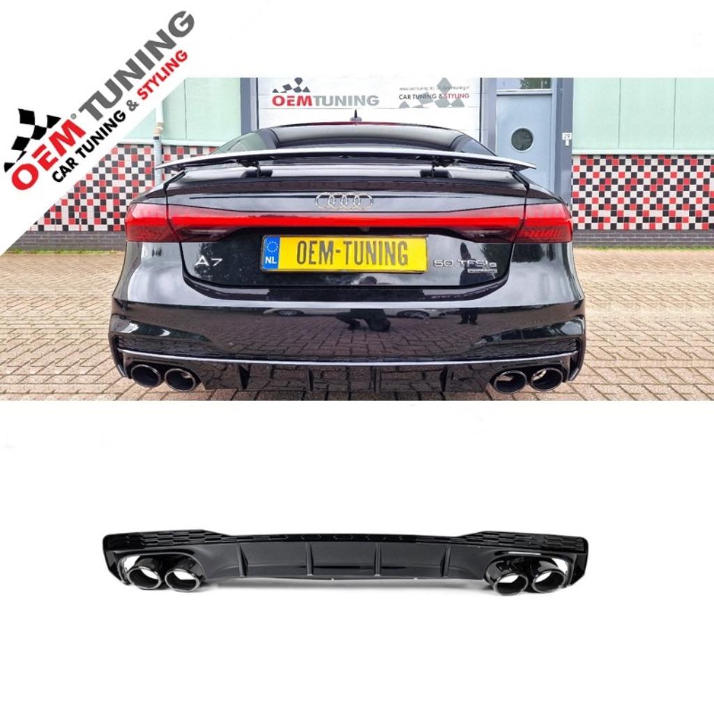 Diffuser A7/S7 S‑Style 2018‑2023 S‑Line Hoogglans Zwart, Neuf, Audi, Arrière, Enlèvement ou Envoi