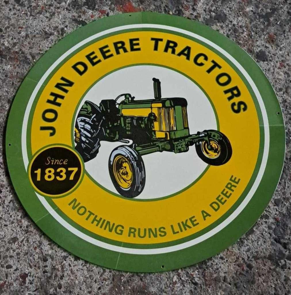 Groot emaillen John Deere tractor reclame decoratie bord, Verzamelen, Ophalen, Nieuw, Reclamebord