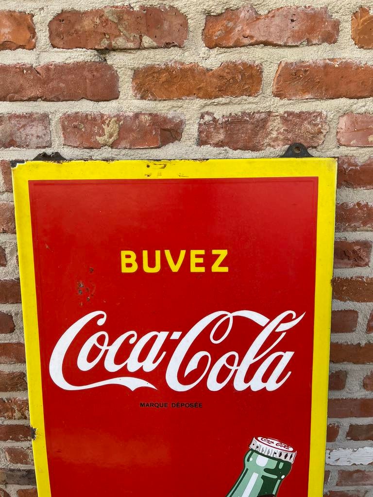 Coca Cola emaille sprite boy., Verzamelen, Ophalen, Gebruikt, Reclamebord