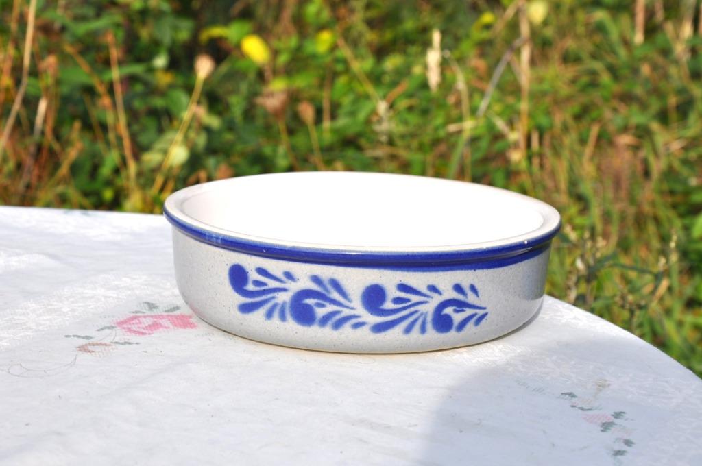 plat a gratin gres gris bleu, Enlèvement ou Envoi, Utilisé, Autres matériaux, Récipient(s)