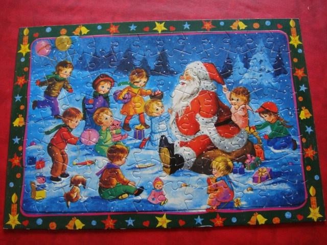Puzzle Père-Noël. Vintage, Ophalen of Verzenden, Zo goed als nieuw, Feestartikel