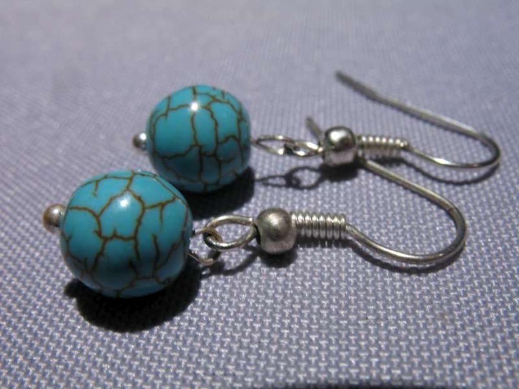Oorringen 8 mm parel: turkoois, Bijoux, Sacs & Beauté, Boucles d'oreilles, Neuf, Enlèvement ou Envoi, Bleu, Pendantes