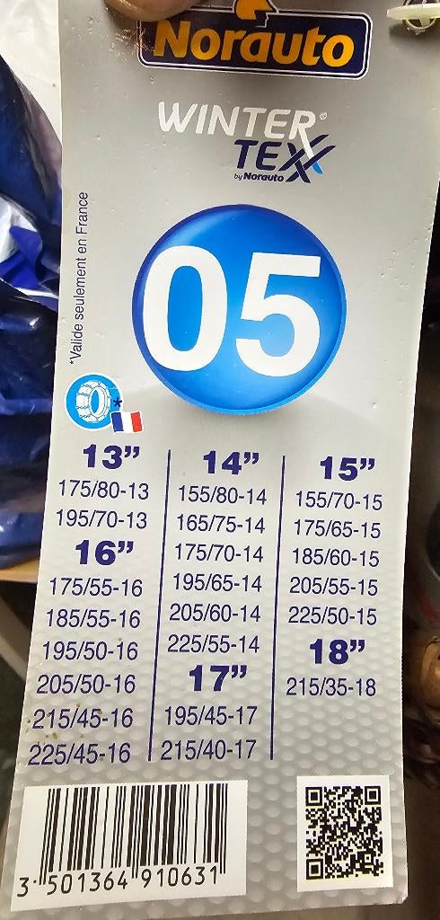 2 Chaussettes à neige Norauto Wintertex, Enlèvement ou Envoi, Comme neuf