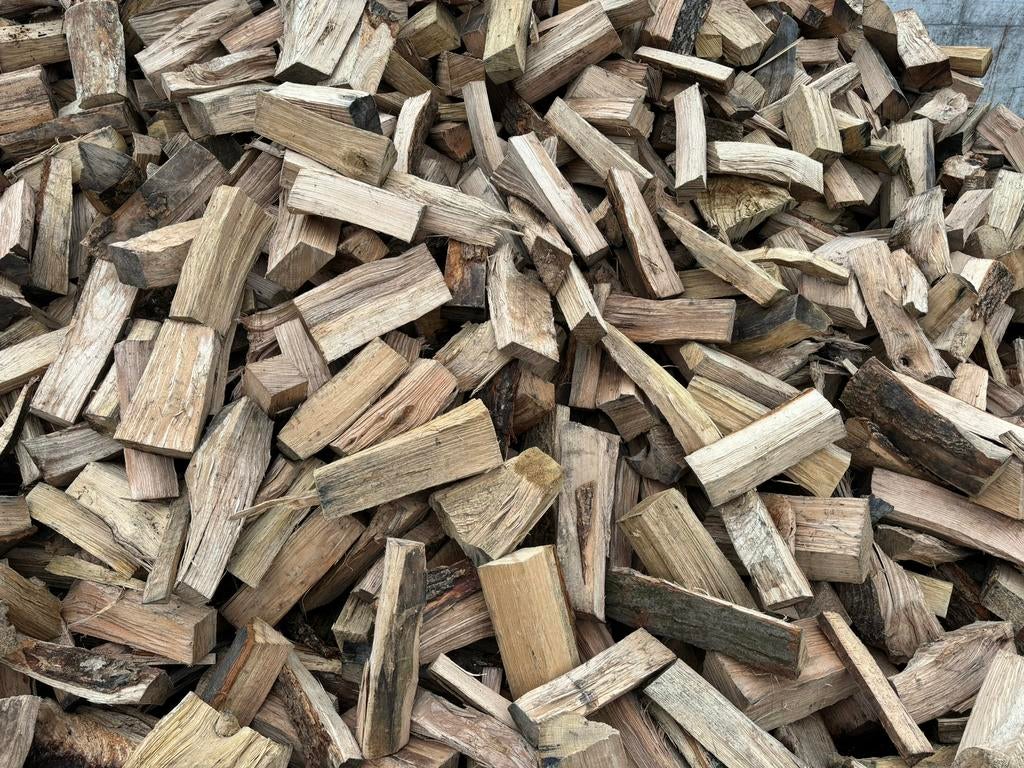 Vanaf 80/cub Eik, beuk en es van de stam, Tuin en Terras, Brandhout, Verzenden, Eikenhout, Blokken