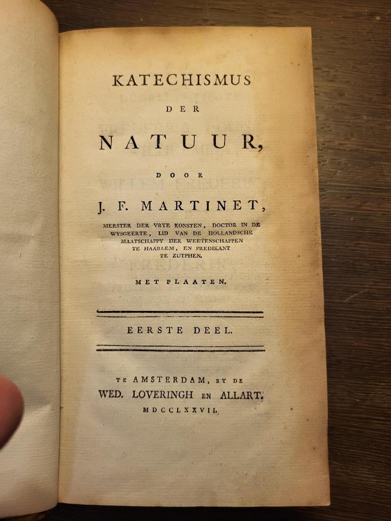 Katechismus der Natuur J.F. Martinet 1777 4 delen + 2 delen, Ophalen of Verzenden