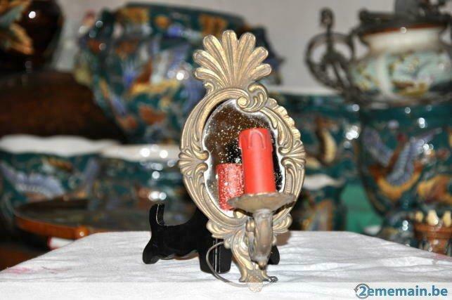 § ancienne applique murale en laiton avec miroir, Enlèvement ou Envoi