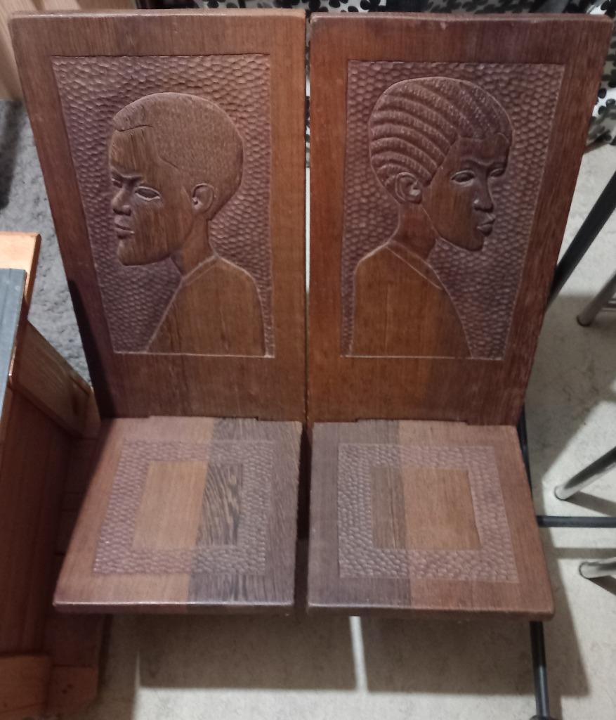Set van 2 prachtige Afrikaanse palaverstoelen, Antiek en Kunst, Ophalen