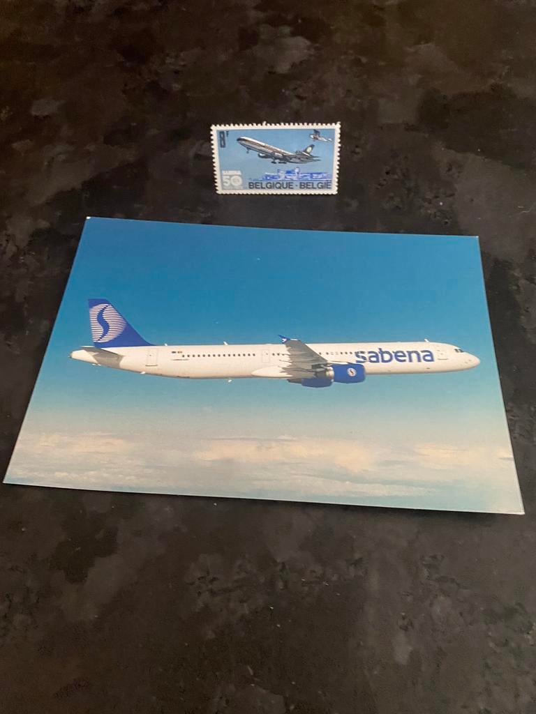 Carte postale et timbre pour les 50 ans de la Sabena, Enlèvement, Comme neuf