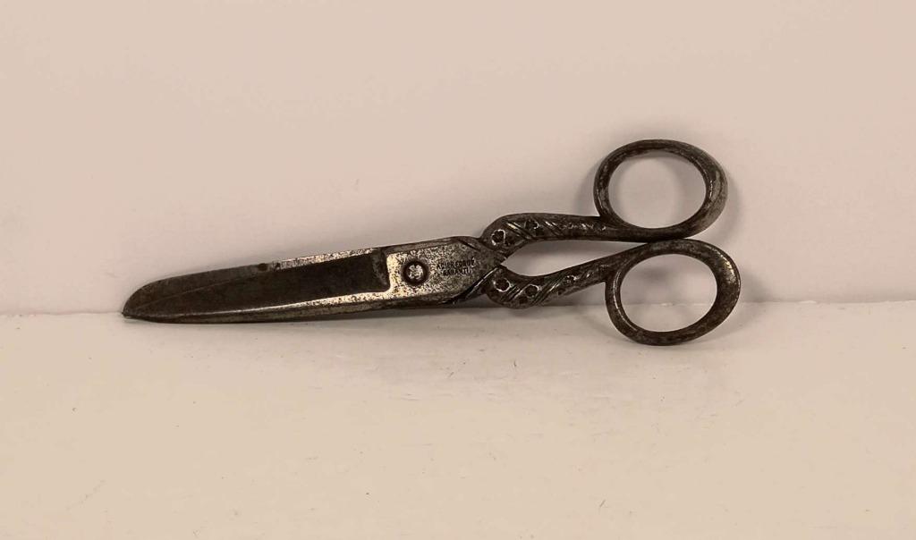 Paire de ciseaux en acier forgé garenti avec motif de fleur, Enlèvement ou Envoi