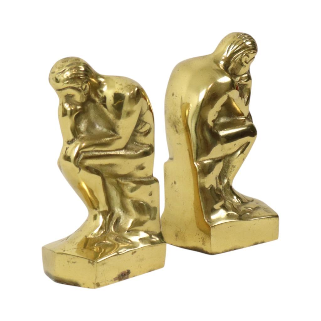 Italiaanse Messing Boekensteunen De Denker Rodin Regina 18cm, Ophalen of Verzenden, Koper