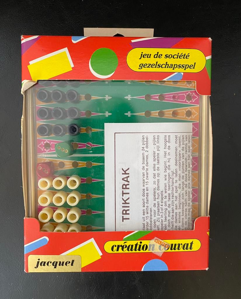 TRIKTRAK Reisspel ( variant van Backgammon ) Vintage 🍄, Ophalen, Reisspel