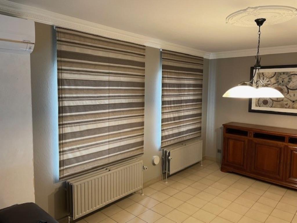 Stores romains (qualité très lourde) rayés marron/beige, Beige, Comme neuf, 100 à 150 cm, Modern, eigentijds, contemporain