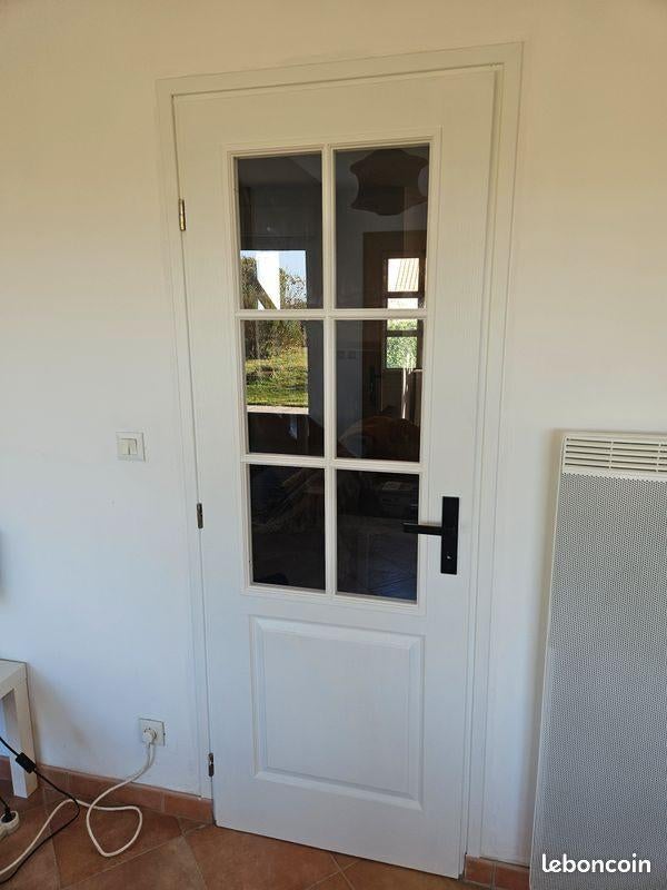 Porte d'intérieure vitrée prépeinte blanche, Bricolage & Construction, Châssis & Portes coulissantes, Comme neuf, Autres types
