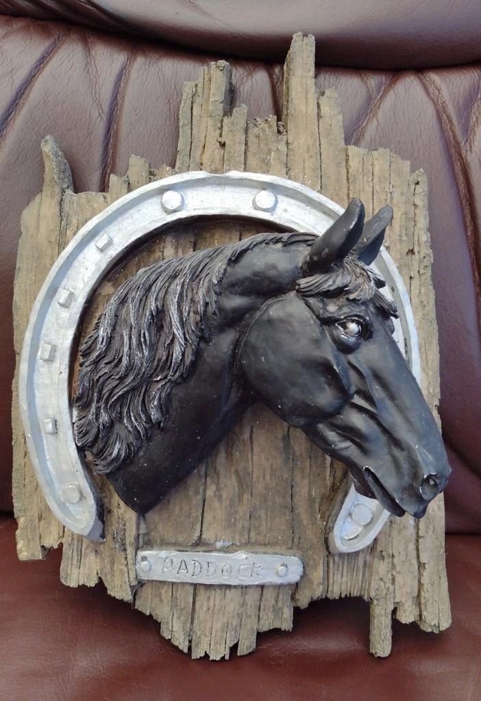 Décoration murale tête de cheval avec fer à cheval, Enlèvement ou Envoi, Utilisé