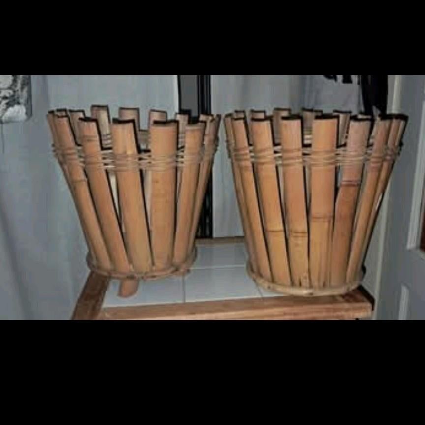 4 x grote bamboo cashe pots, Ophalen of Verzenden