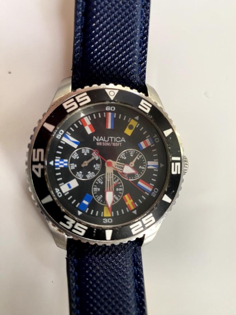 Montre Nautica NST bleue, Handtassen en Accessoires, Horloges | Heren, Ophalen of Verzenden, Gebruikt, Polshorloge, Overige merken