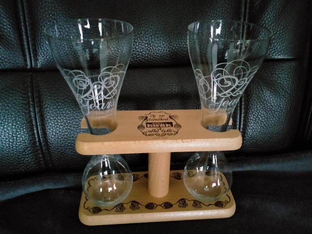 Verre à bière double Kwak de collection avec support, éditio, Enlèvement ou Envoi