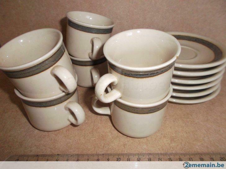 6 Tasses & 6 Sous-Tasses pour Cappucino, en faïence., Electroménager, Enlèvement ou Envoi, Neuf