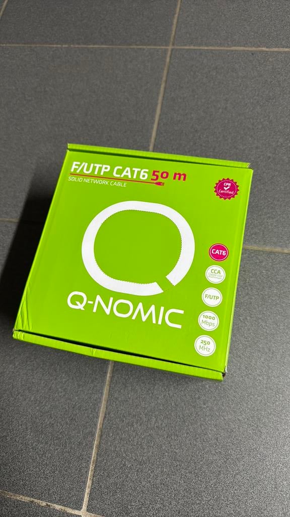 CAT 6 F/ UTP solid netwerk kabel (op maat) + connector, Ophalen of Verzenden, Nieuw
