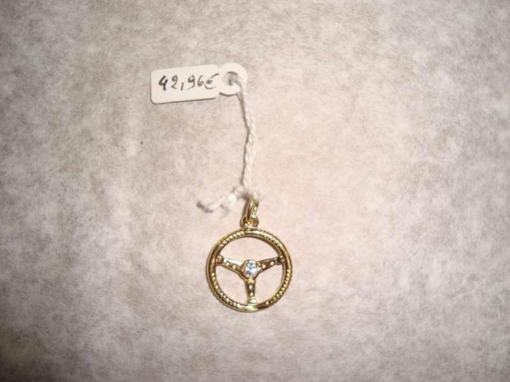 hanger plaque d'or stuur met 1 zirconia nieuw, Neuf, Enlèvement ou Envoi, Autres matériaux, Autres représentations