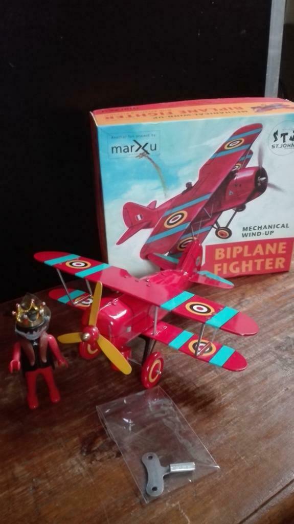 85) Blikken speelgoedvliegtuigje met opwindmechanisme, Verzamelen, Ophalen of Verzenden, Zo goed als nieuw, Overige