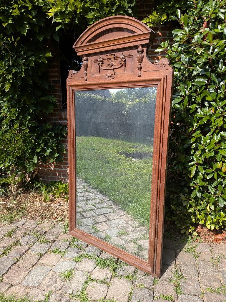 Antieke spiegel uit massief hout, Ophalen, Gebruikt, Rechthoekig