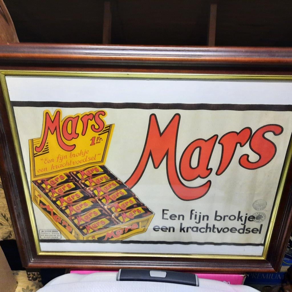 Reclame van Mars . Winkelreclame . Heel oud . 50 cm x 32 cm, Verzamelen, Ophalen of Verzenden, Zo goed als nieuw
