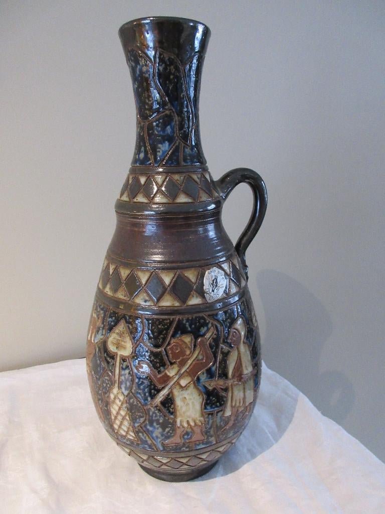 GRES D'ART DUBOIS BOUFFIOULX Vase décor égyptien artisanal, Enlèvement