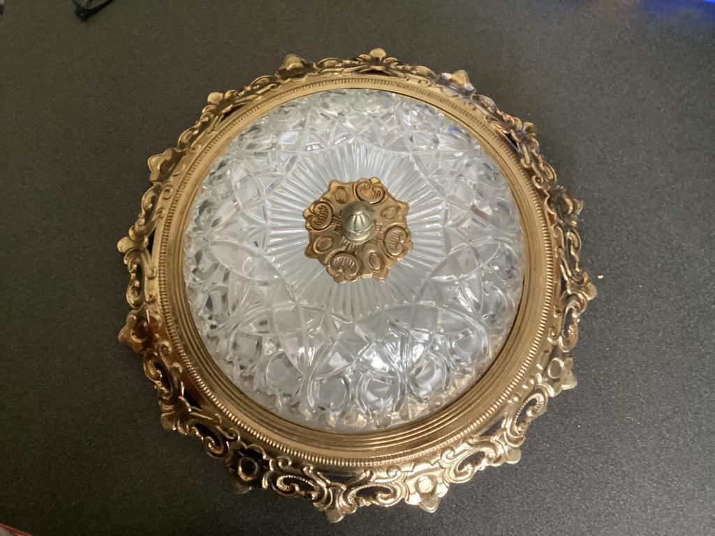 Plafondlamp. Glas. Metaal. Verguld., Enlèvement