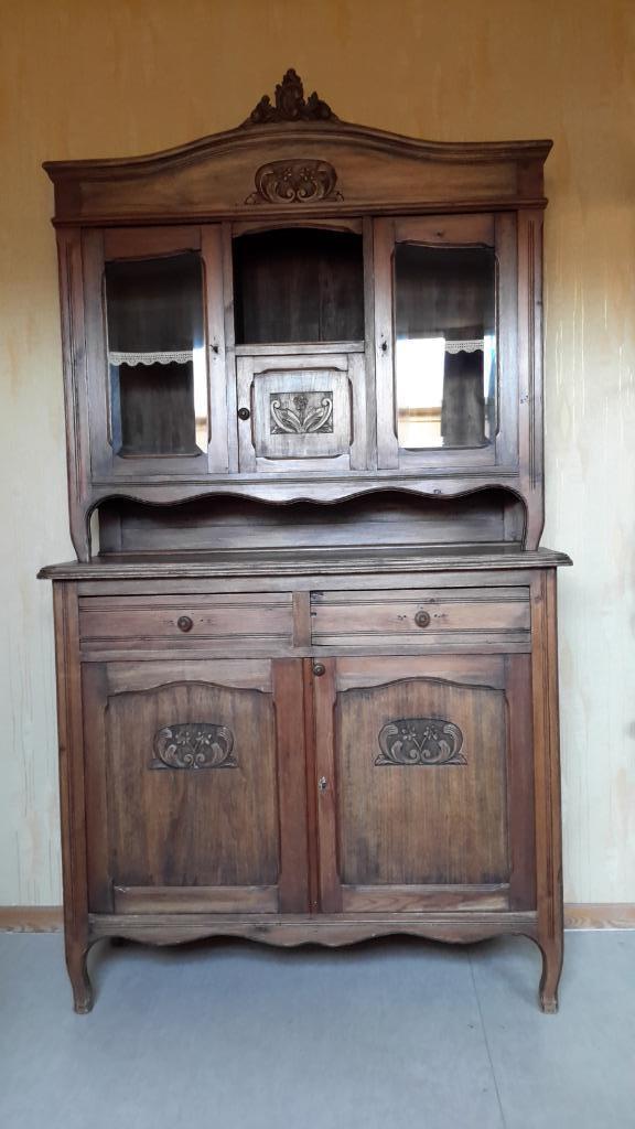 ARMOIRE ANCIENNE 2 pièces Vitrine ancienne Liège deuxcorps, Enlèvement