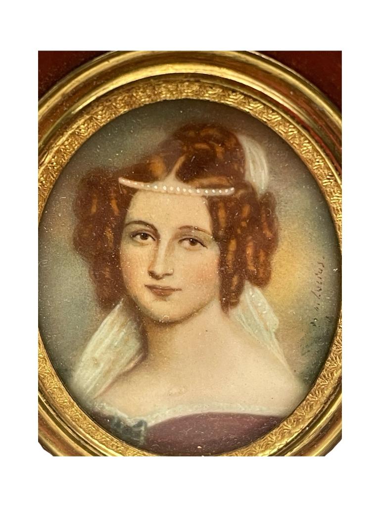 Miniature rehaussée – Portrait féminin – XIXᵉ siècle, Enlèvement ou Envoi