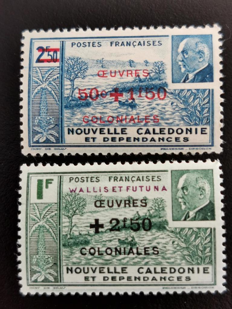 Nouvelle-Calédonie 1944 - maréchal Philippe Pétain, surcharg, Enlèvement ou Envoi, Non oblitéré