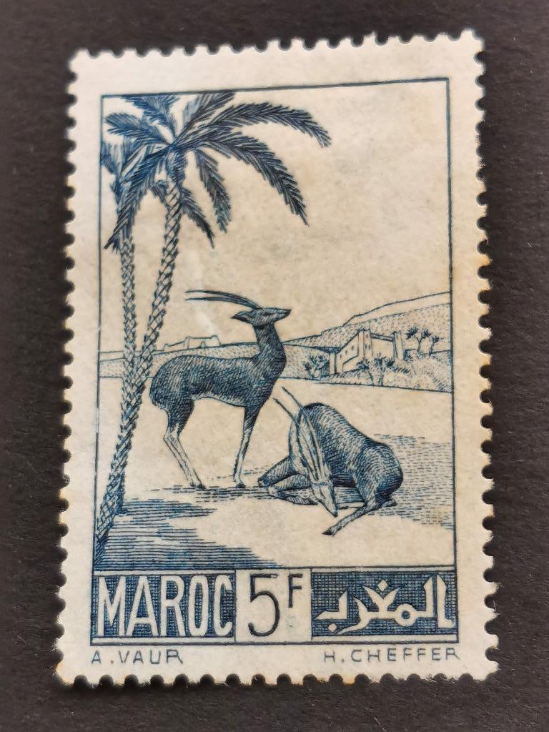 Marokko 1939 - wilde dieren - gazelle, Postzegels en Munten, Ophalen of Verzenden, Marokko, Gestempeld