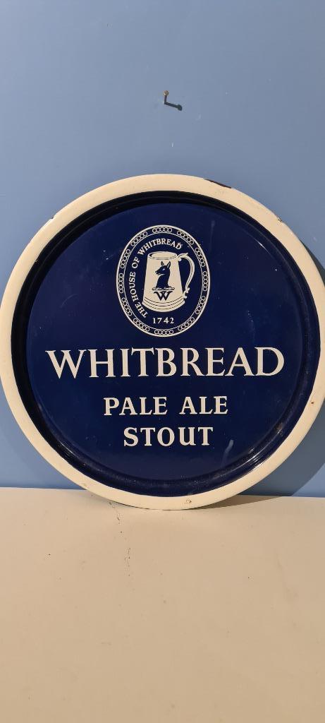 Whitbread pale ale stout Emaille bierplateau, Ophalen of Verzenden