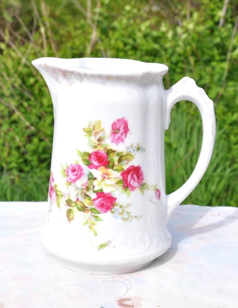 pichet vintage en porcelaine roses sauvages, Ophalen of Verzenden