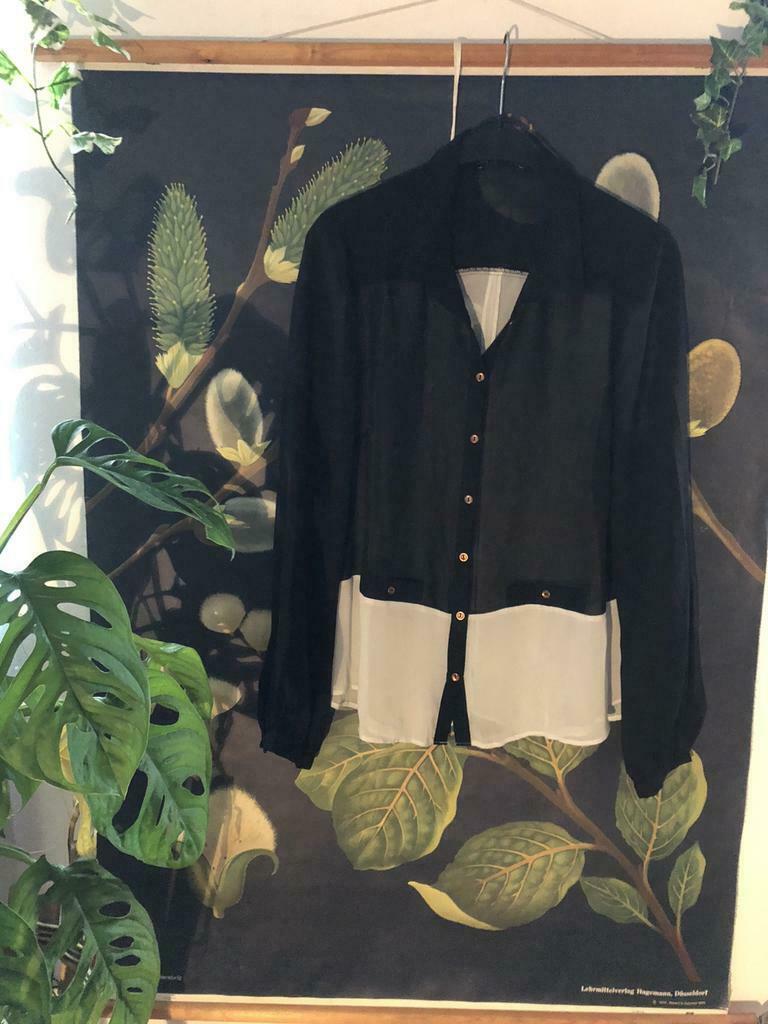Doorkijk blouse zwart wit see through, Kleding | Dames, Ophalen of Verzenden, Maat 42/44 (L), Wit
