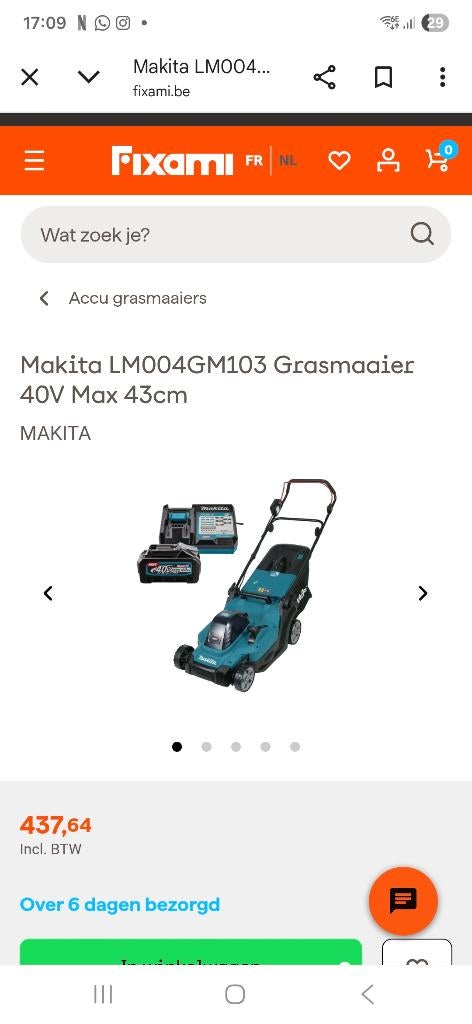 Makkita grasmaaier, Neuf, Tondeuses à gazon sur batterie, Makkita, 40 à 49 cm