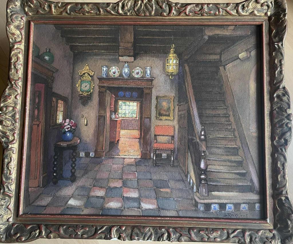 Louis Reckelbus (1864-1958) : akwarel van zijn interieur, Antiek en Kunst, Ophalen