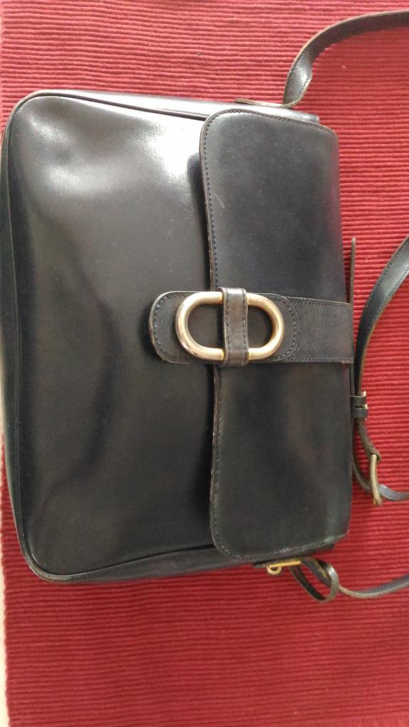 vintage lederen handtas, Handtassen en Accessoires, Tassen | Damestassen, Ophalen, Handtas