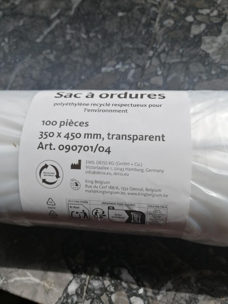 Rouleau sacs poubelle. 100 pièces. Transparents, Enlèvement, Neuf, Autres matériaux