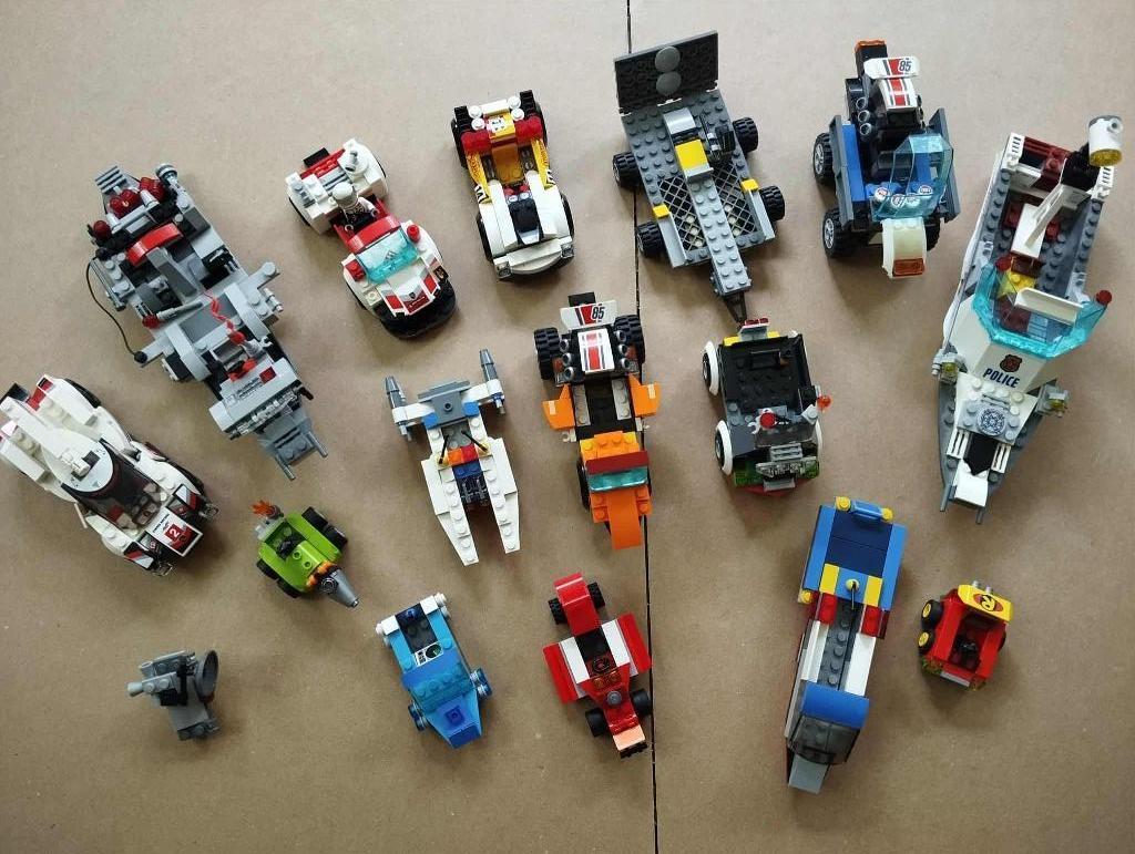 14 LEGO-voertuigen (boten, Formule 1...), Ophalen of Verzenden, Gebruikt, Losse stenen, Lego