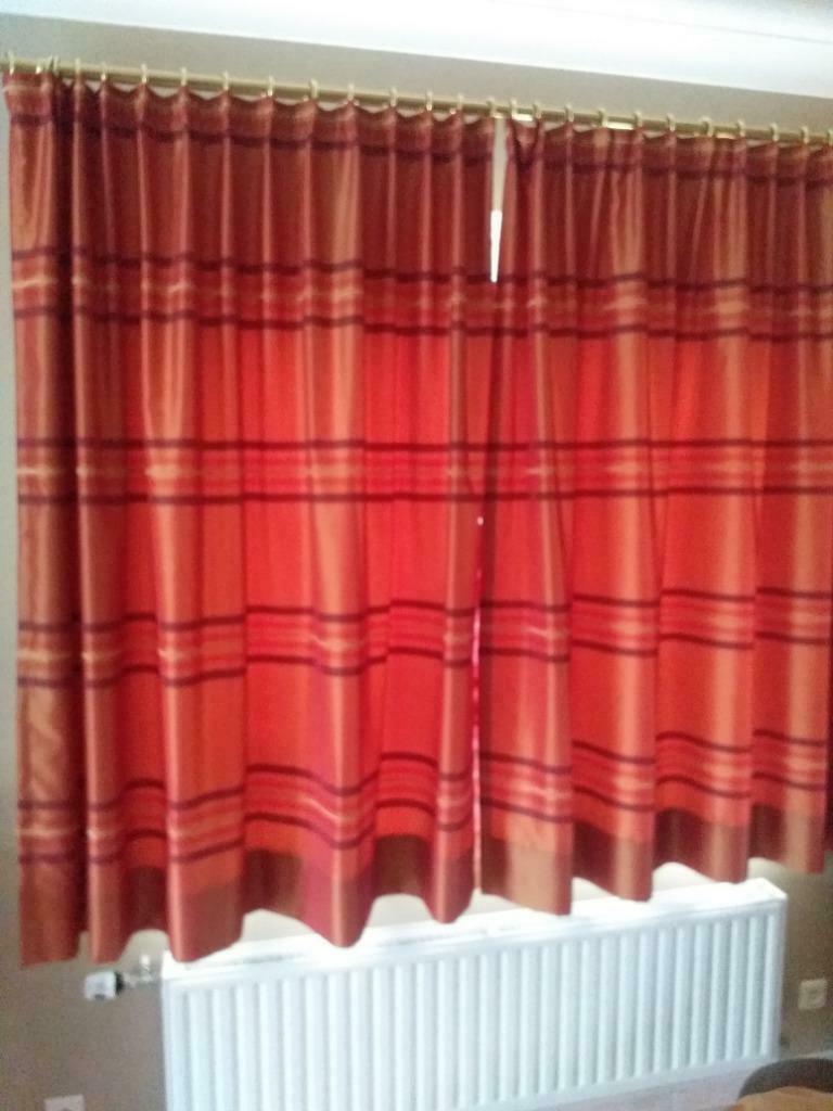 3 paires de tentures assorties + embrasses + 5 coussins, 75 cm ou plus, Autres couleurs, Comme neuf, Enlèvement