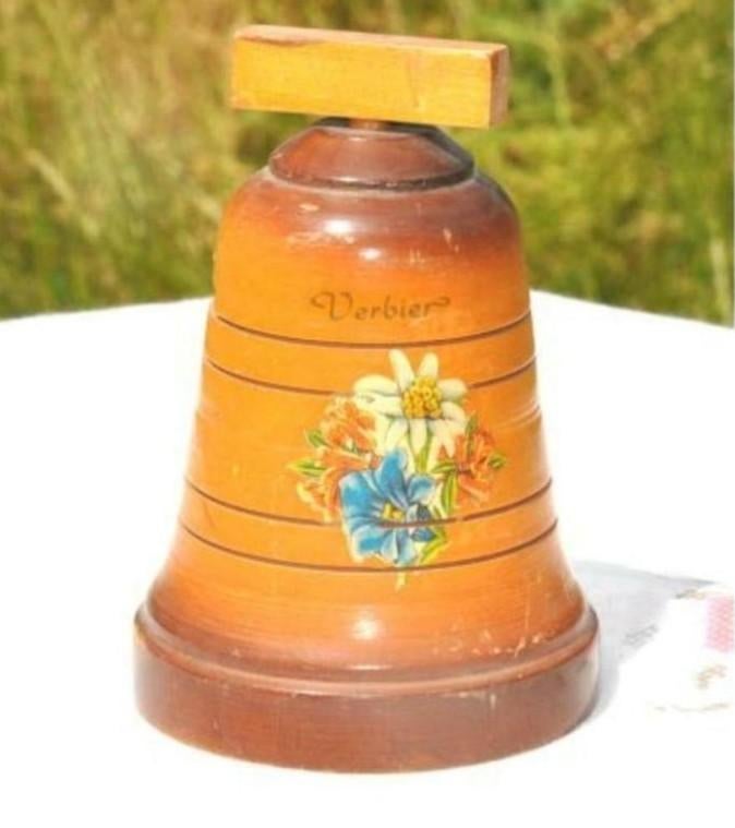 tirelire en bois forme cloche, Ophalen of Verzenden, Gebruikt, Hout, Overige thema's