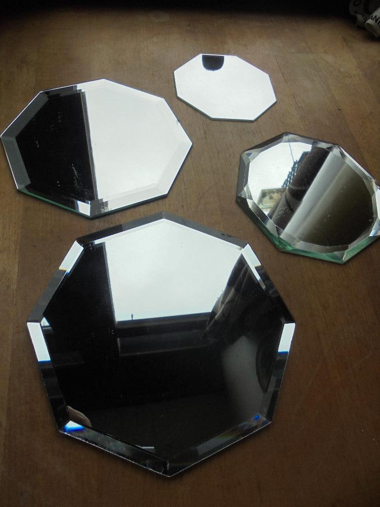 4 vintage  achthoekige spiegels, Antiek en Kunst, Ophalen of Verzenden