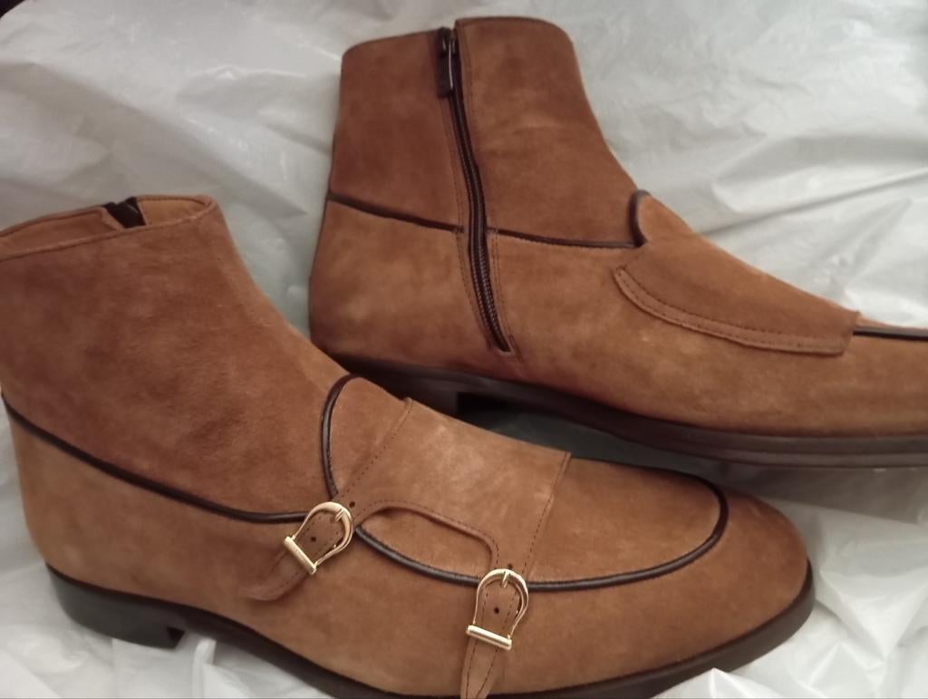 Toni Sabbatini - handmade brown nubuck boots with buckles 45, Ophalen of Verzenden, Nieuw, Boots