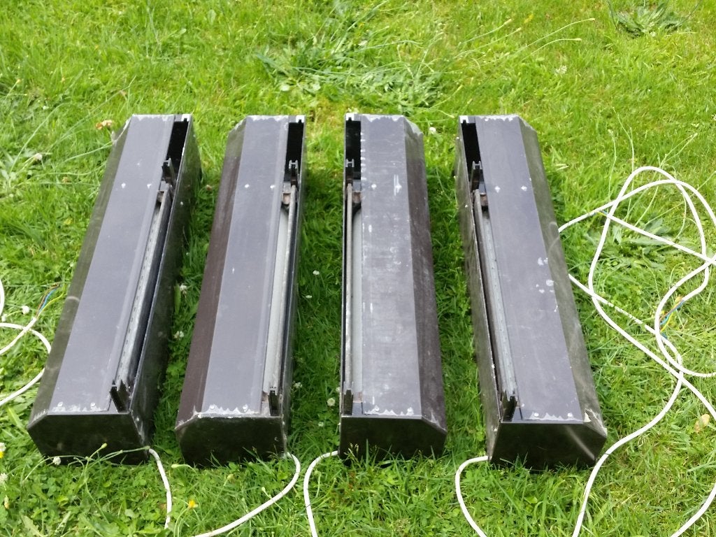 4 elektrische Somfy voorzetrolluiken – werkende staat, Doe-het-zelf en Bouw, Rolluiken, Ophalen, Gebruikt, Bruin, Minder dan 100 cm