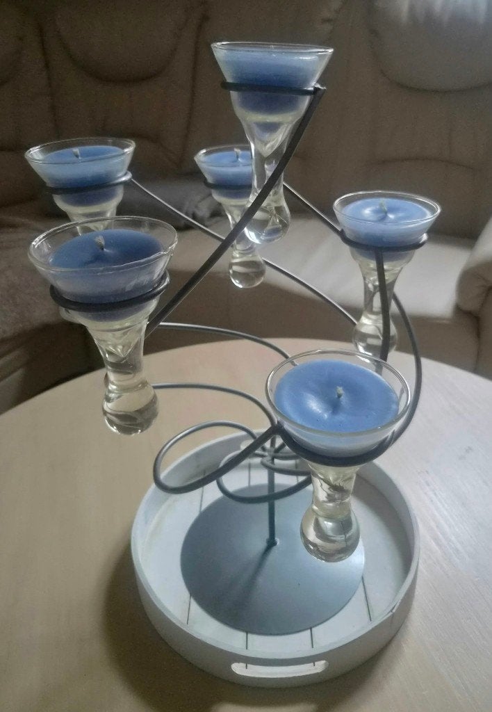 Magnifique Bougeoir Candélabre en Spirale Gris/Argenté, Antiquités & Art, Enlèvement, Argent