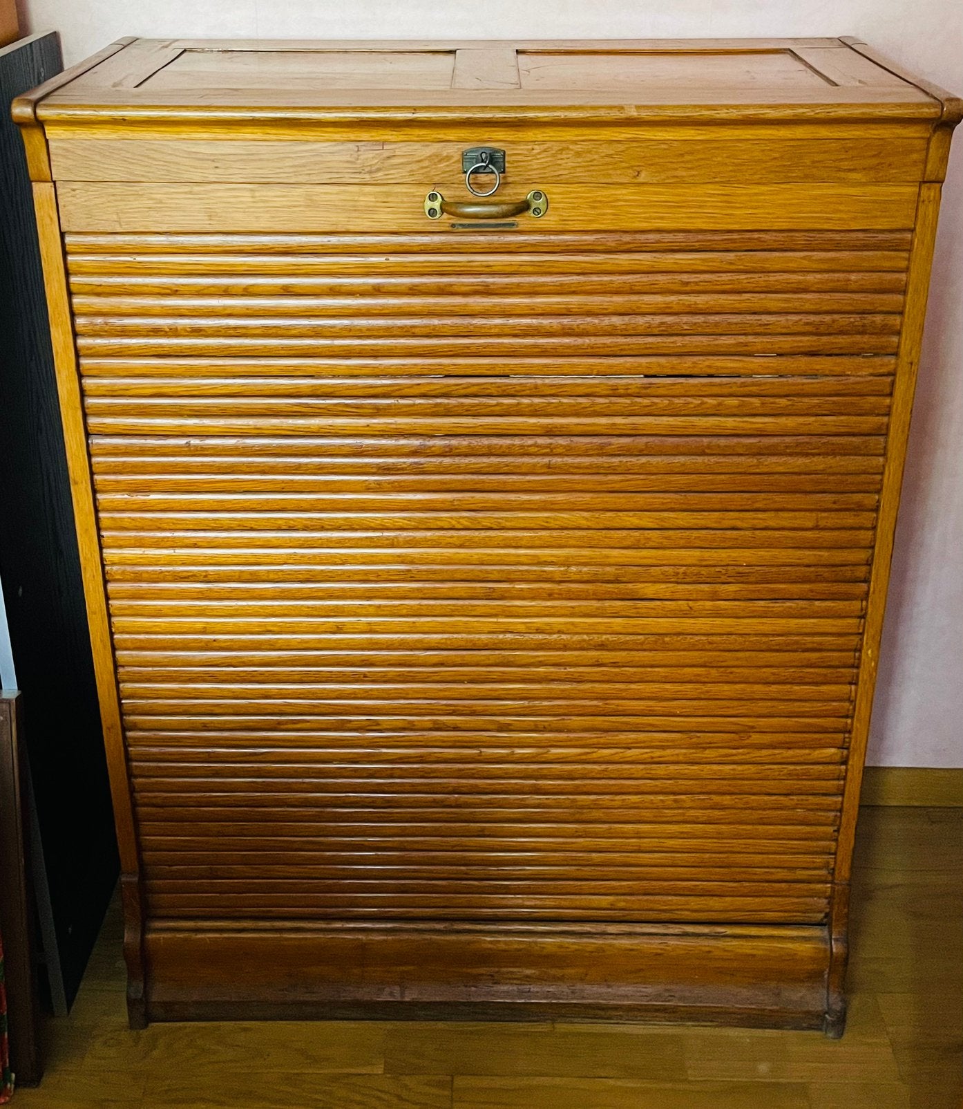 Meuble classeur à rideau ancien en chêne, 25 à 50 cm, Avec serrure, Vintage, Enlèvement